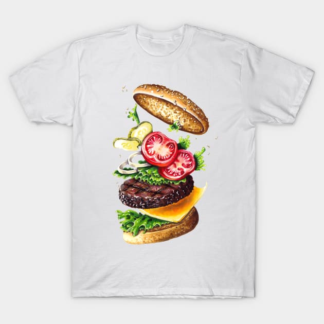 Tasty juicy hamburger T-Shirt by artisjourney